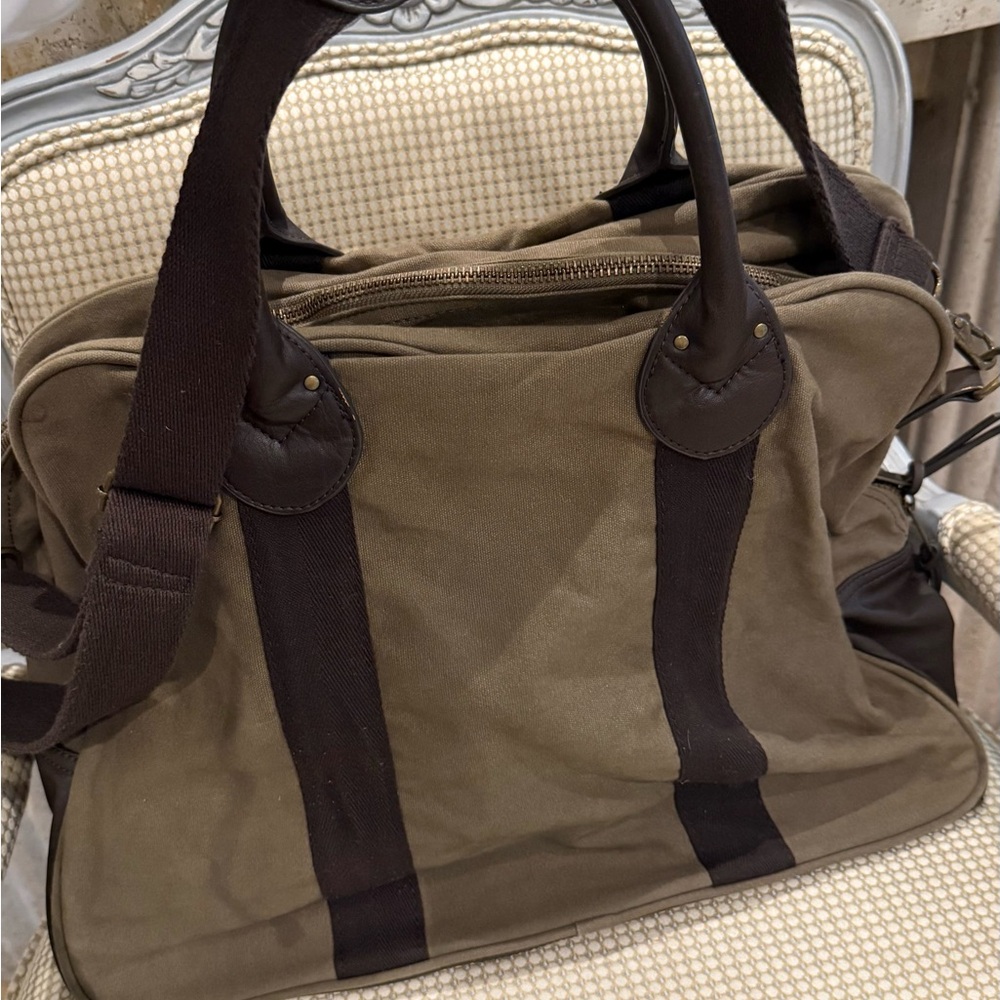 J. Crew Tan and Brown Duffel Bag